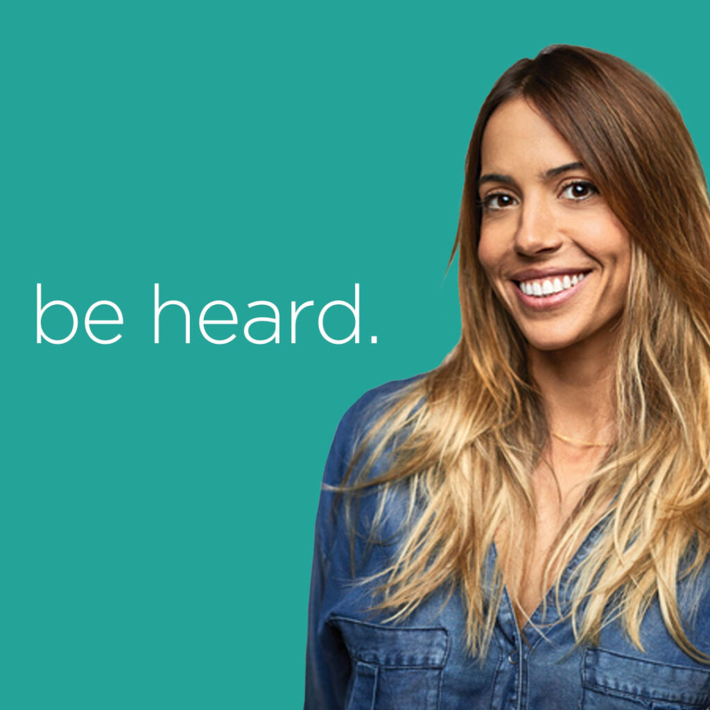 Be Heard teal ad